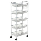 5 Tier Mesh Rolling File Utility Cart Storage Basket - 17 x 10 x 41 (L x W x H)