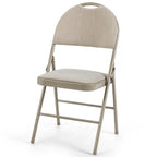 6 Pack Folding Chairs Portable Padded Office Kitchen Dining Chairs-Beige - 18.5 x 20 x 35 (L x W x H)