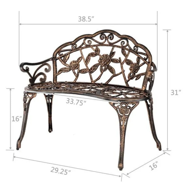 38.5 Cast Aluminum Outdoor Courtyard Decoration Park Leisure Rose Chair - N/A