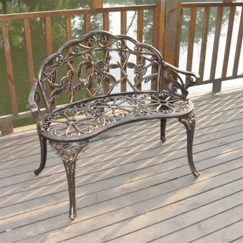 38.5 Cast Aluminum Outdoor Courtyard Decoration Park Leisure Rose Chair - N/A