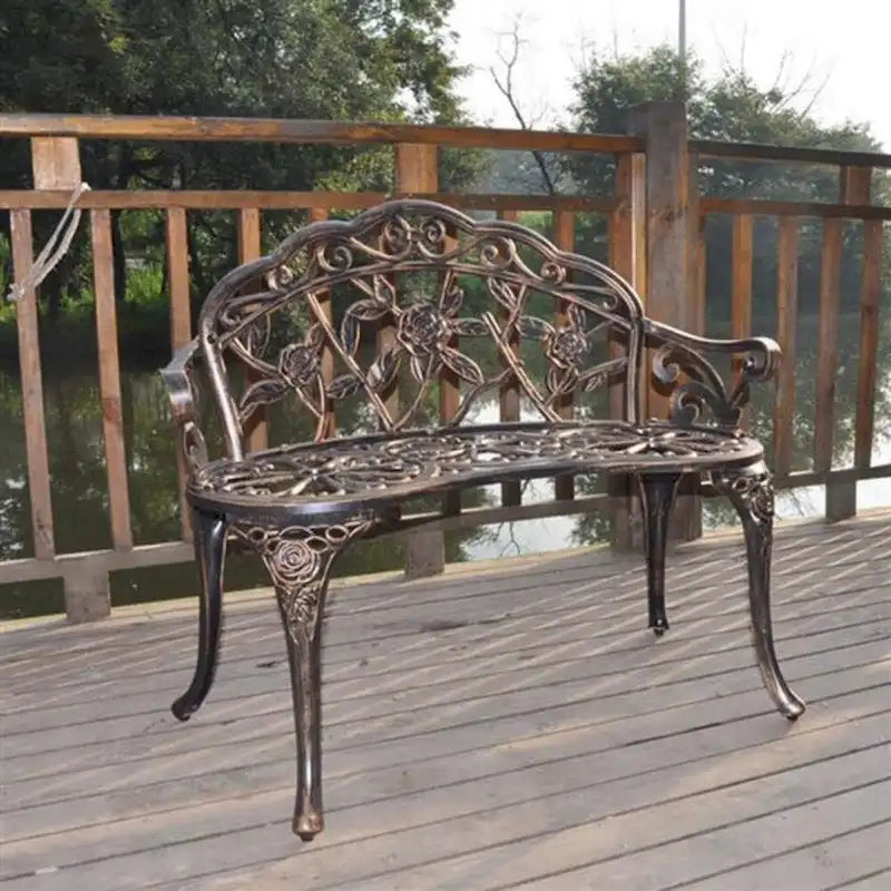 38.5 Cast Aluminum Outdoor Courtyard Decoration Park Leisure Rose Chair - N/A