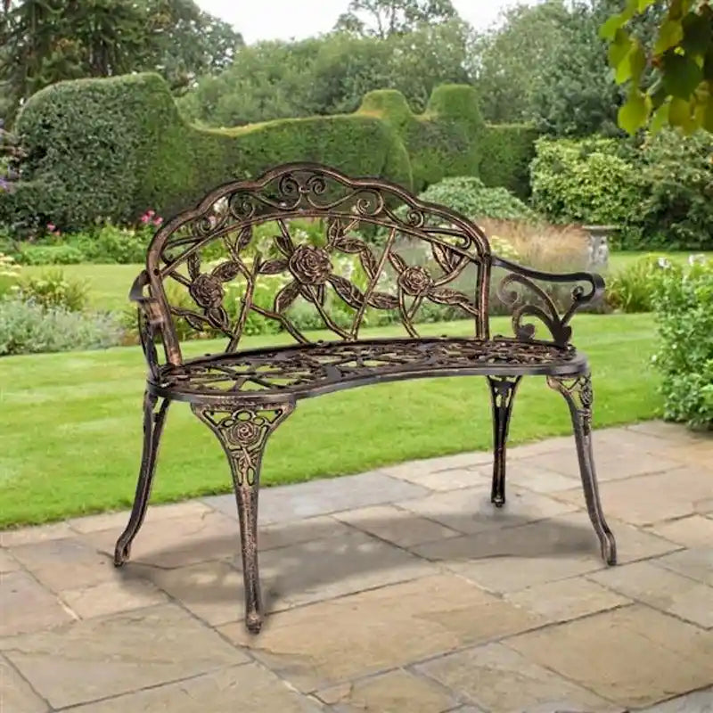 38.5 Cast Aluminum Outdoor Courtyard Decoration Park Leisure Rose Chair - N/A