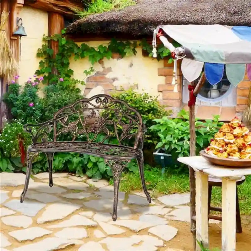 38.5 Cast Aluminum Outdoor Courtyard Decoration Park Leisure Rose Chair - N/A
