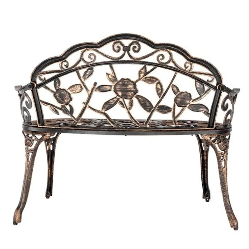 38.5 Cast Aluminum Outdoor Courtyard Decoration Park Leisure Rose Chair - N/A