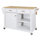 Natural Wood Top Kitchen Island with Storage