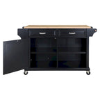 Natural Wood Top Kitchen Island with Storage