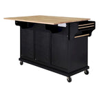 Natural Wood Top Kitchen Island with Storage