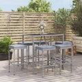 vidaXL 5 Piece Patio Bar Set with Cushions Black Poly Rattan