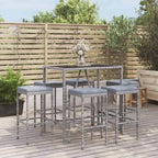 vidaXL 5 Piece Patio Bar Set with Cushions Black Poly Rattan