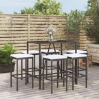 vidaXL 5 Piece Patio Bar Set with Cushions Black Poly Rattan