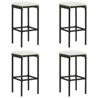 vidaXL 5 Piece Patio Bar Set with Cushions Black Poly Rattan