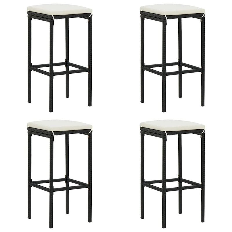 vidaXL 5 Piece Patio Bar Set with Cushions Black Poly Rattan