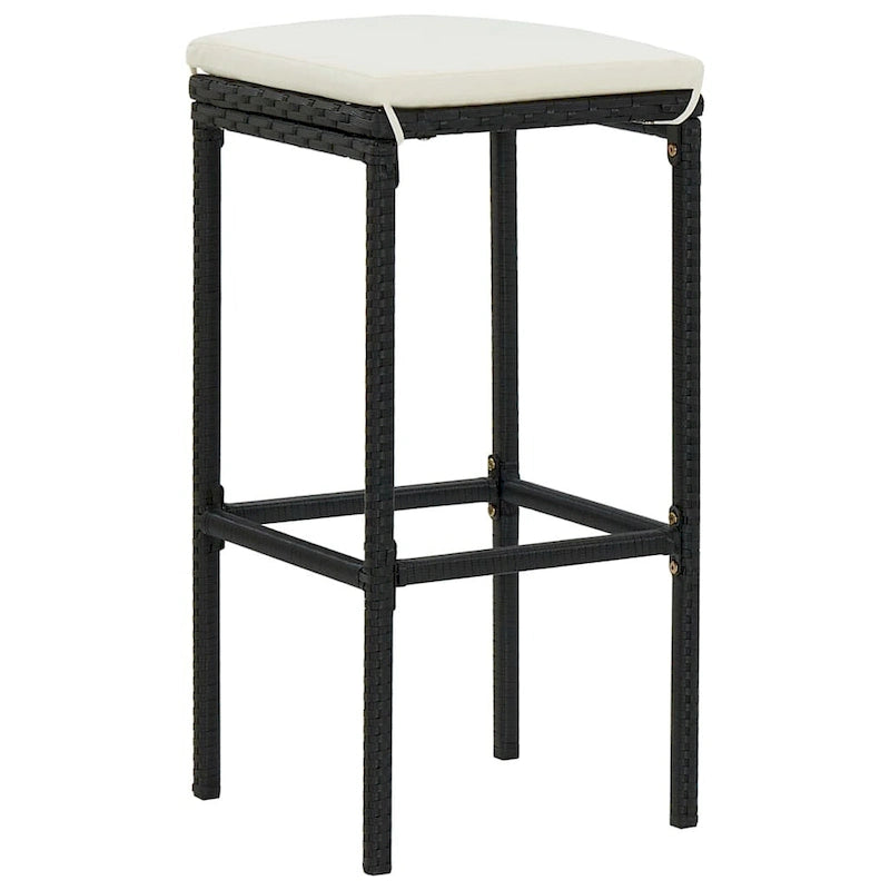 vidaXL 5 Piece Patio Bar Set with Cushions Black Poly Rattan