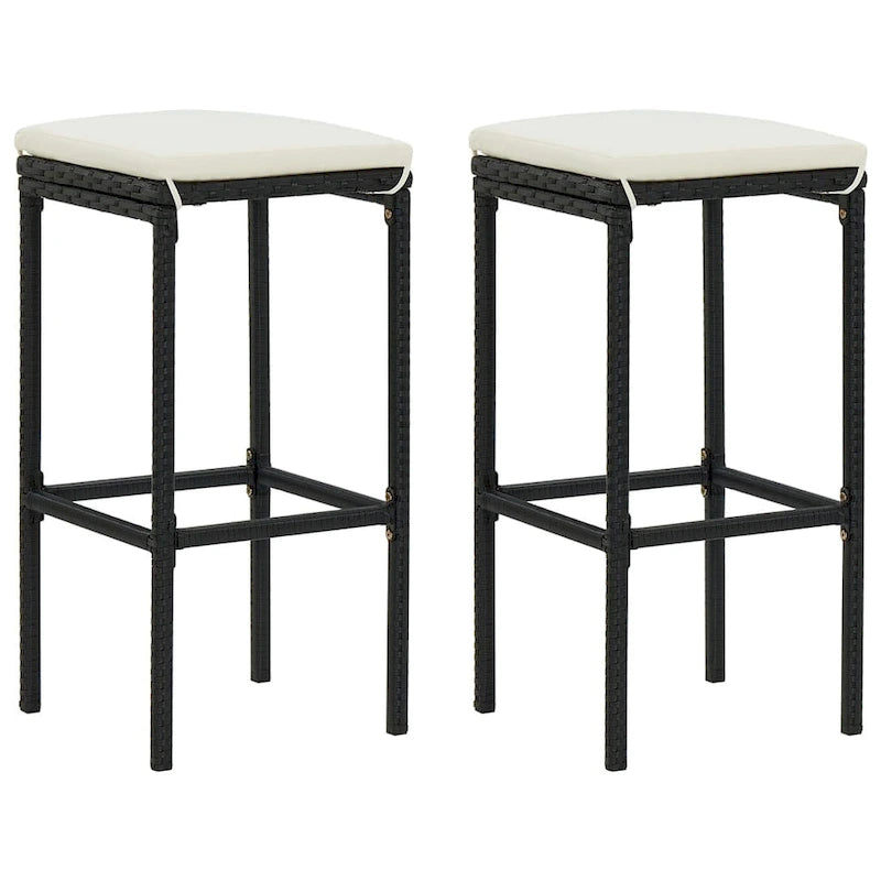 vidaXL 5 Piece Patio Bar Set with Cushions Black Poly Rattan