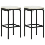 vidaXL 5 Piece Patio Bar Set with Cushions Black Poly Rattan