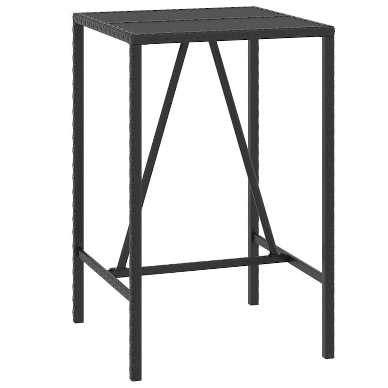 vidaXL 5 Piece Patio Bar Set with Cushions Black Poly Rattan