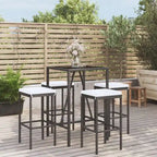 vidaXL 5 Piece Patio Bar Set with Cushions Black Poly Rattan