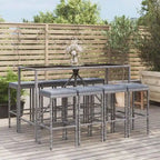 vidaXL 5 Piece Patio Bar Set with Cushions Black Poly Rattan
