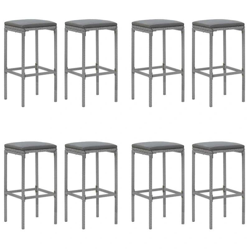 vidaXL 5 Piece Patio Bar Set with Cushions Black Poly Rattan