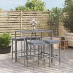 vidaXL 5 Piece Patio Bar Set with Cushions Black Poly Rattan
