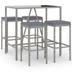 vidaXL 5 Piece Patio Bar Set with Cushions Black Poly Rattan