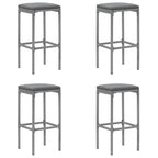 vidaXL 5 Piece Patio Bar Set with Cushions Black Poly Rattan