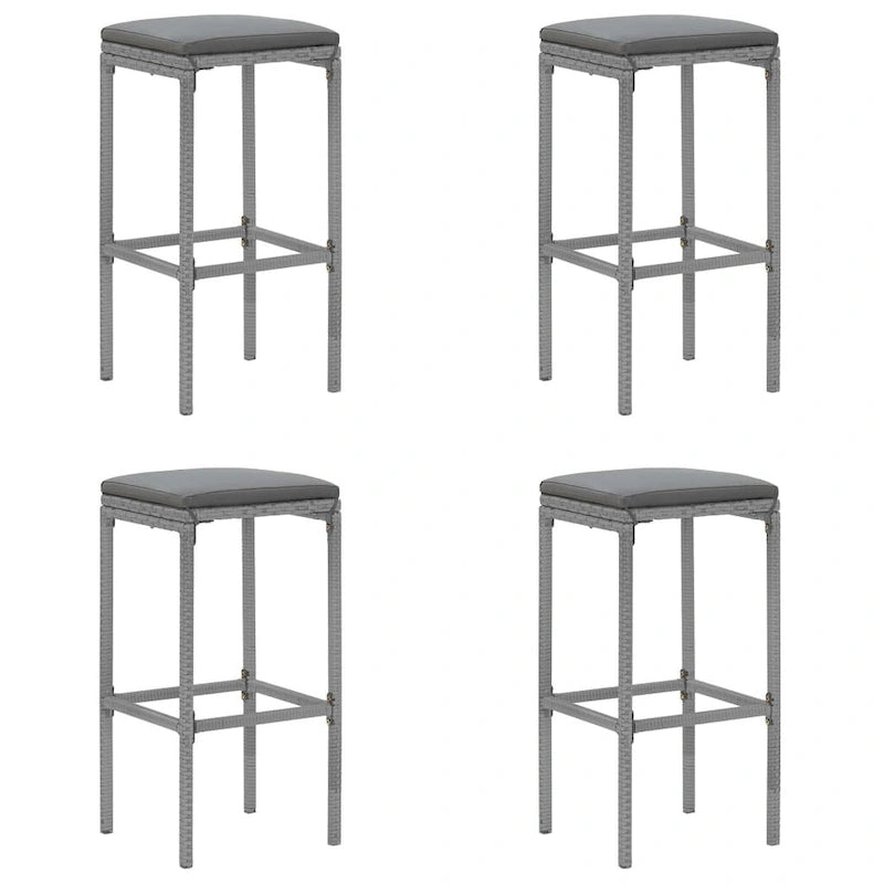 vidaXL 5 Piece Patio Bar Set with Cushions Black Poly Rattan