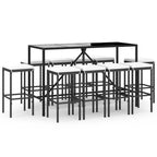 vidaXL 5 Piece Patio Bar Set with Cushions Black Poly Rattan