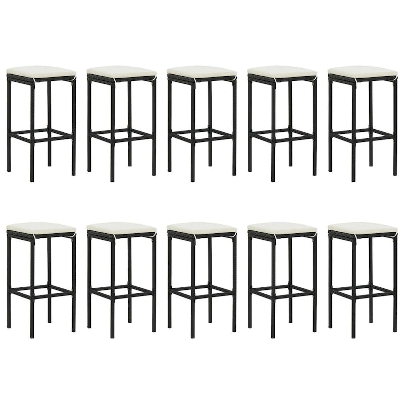 vidaXL 5 Piece Patio Bar Set with Cushions Black Poly Rattan
