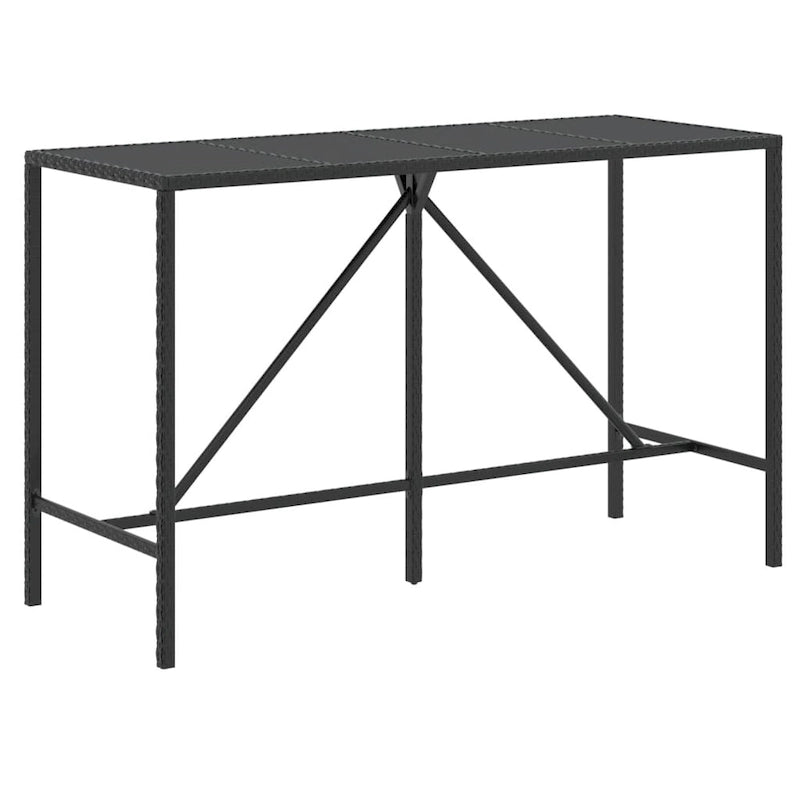 vidaXL 5 Piece Patio Bar Set with Cushions Black Poly Rattan