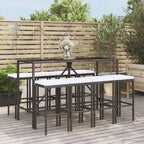vidaXL 5 Piece Patio Bar Set with Cushions Black Poly Rattan