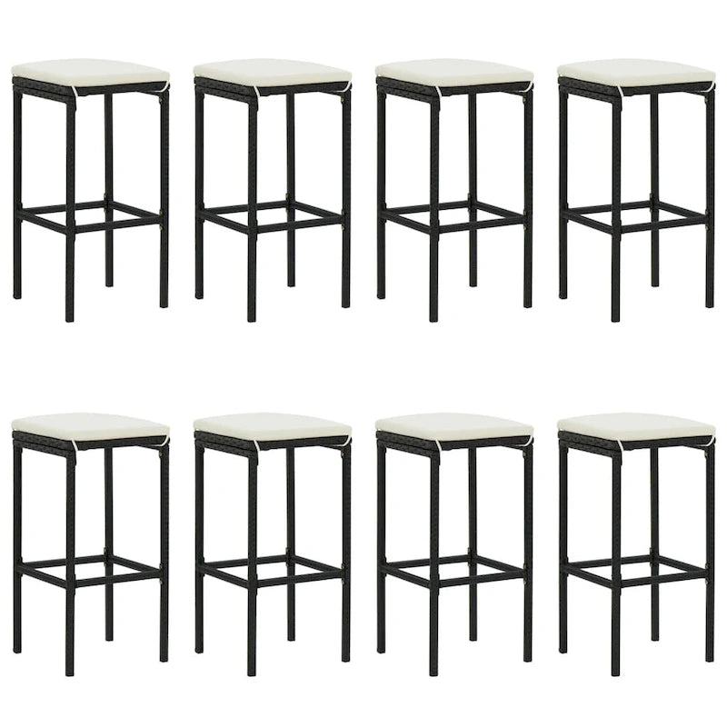vidaXL 5 Piece Patio Bar Set with Cushions Black Poly Rattan