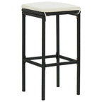 vidaXL 5 Piece Patio Bar Set with Cushions Black Poly Rattan
