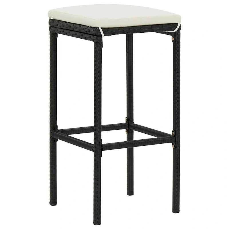 vidaXL 5 Piece Patio Bar Set with Cushions Black Poly Rattan