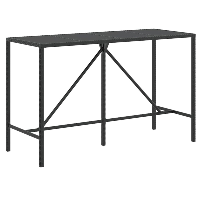 vidaXL 5 Piece Patio Bar Set with Cushions Black Poly Rattan