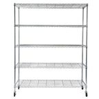 5-Tier Steel Wire Shelving with Wheels - (59.06 x 17.72 x 70.87)