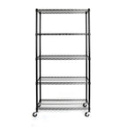 5-Tier NSF-Certified Steel Wire Shelving with Wheels Black - (35.43 x 17.72 x 70.87)