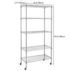 5-Tier NSF-Certified Steel Wire Shelving with Wheels Black - (35.43 x 17.72 x 70.87)