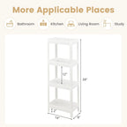 2 Packs 4-Tier Detachable Slim Storage Cart with Drainage Holes for Small Space-White - 14 x 9 x 39 (L x W x H)