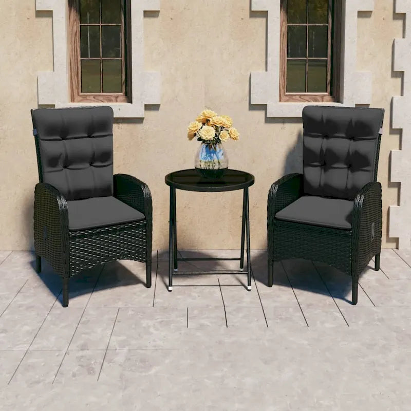vidaXL Solid Acacia Wood Patio Bistro Set 3 Piece Seat Gray/Gray and Brown