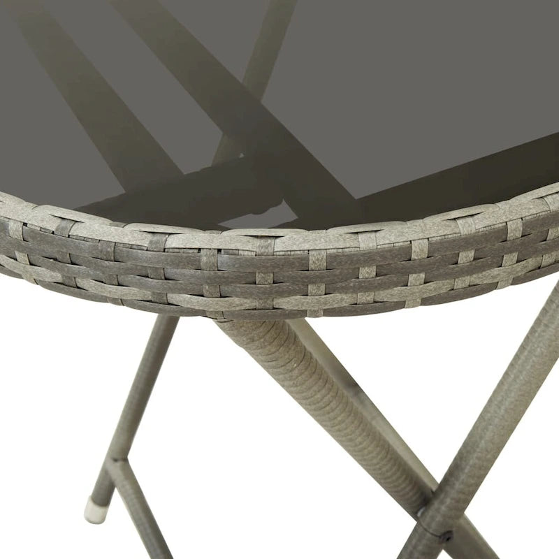 vidaXL Solid Acacia Wood Patio Bistro Set 3 Piece Seat Gray/Gray and Brown