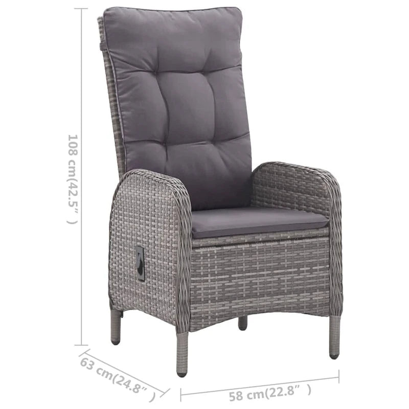 vidaXL Solid Acacia Wood Patio Bistro Set 3 Piece Seat Gray/Gray and Brown