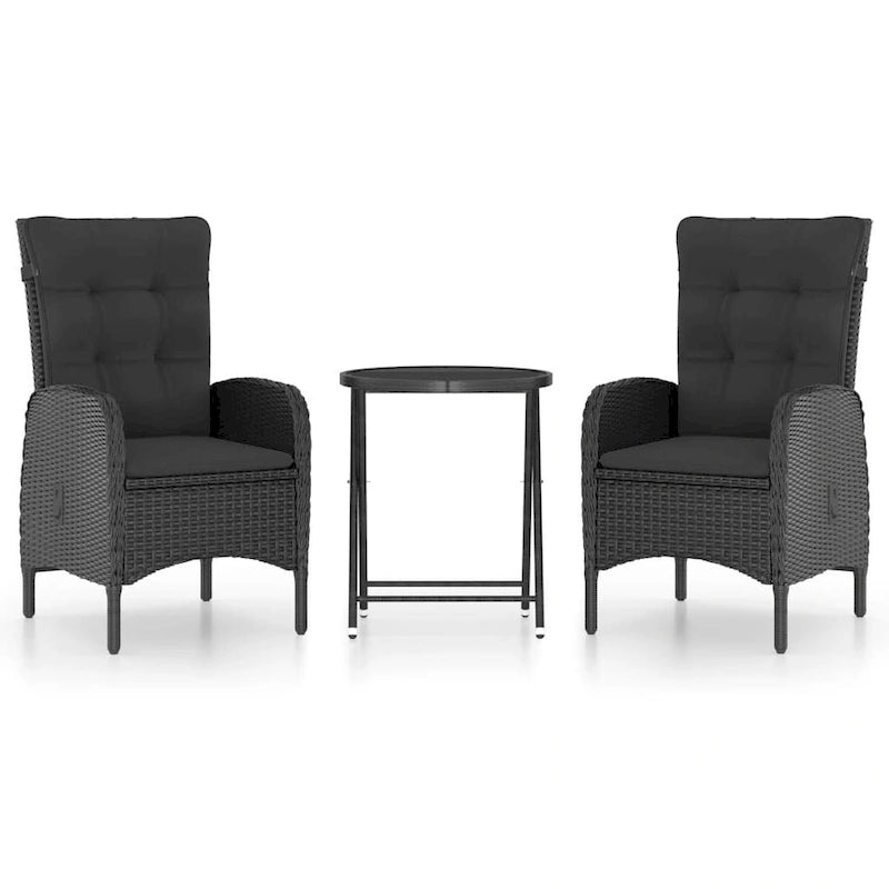 vidaXL Solid Acacia Wood Patio Bistro Set 3 Piece Seat Gray/Gray and Brown
