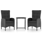 vidaXL Solid Acacia Wood Patio Bistro Set 3 Piece Seat Gray/Gray and Brown