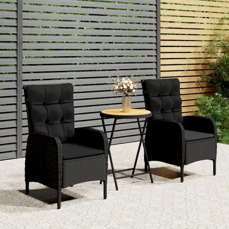vidaXL Solid Acacia Wood Patio Bistro Set 3 Piece Seat Gray/Gray and Brown