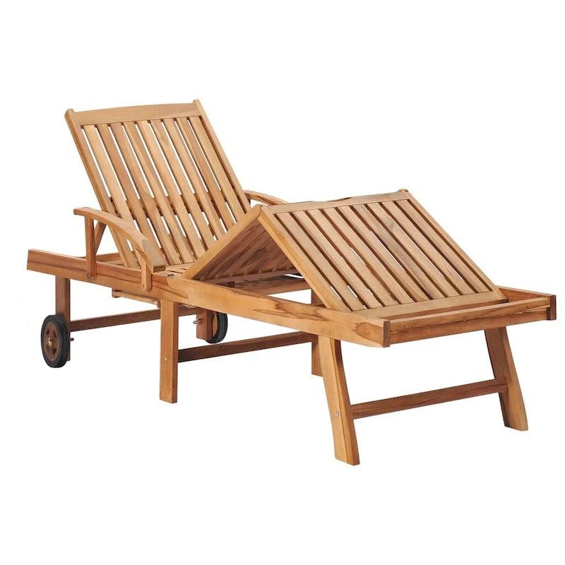 vidaXL Patio Lounge Chair Outdoor Sunbed Sunlounger with Cushion Solid Teak - 76.8 x 23.4 x 13.8