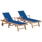 vidaXL Patio Lounge Chair Outdoor Sunbed Sunlounger with Cushion Solid Teak - 76.8 x 23.4 x 13.8