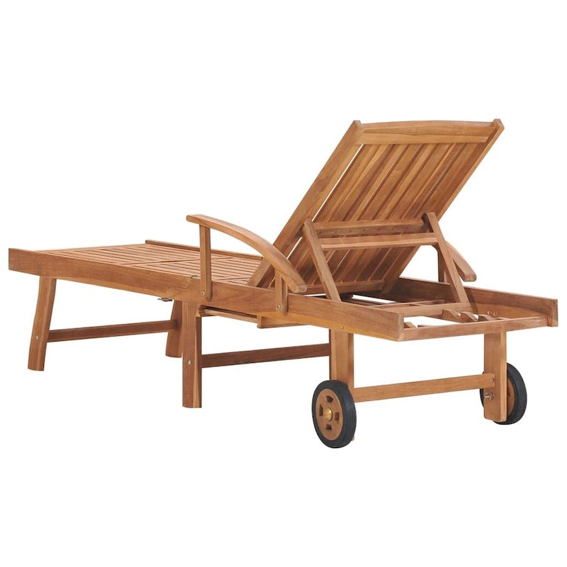 vidaXL Patio Lounge Chair Outdoor Sunbed Sunlounger with Cushion Solid Teak - 76.8 x 23.4 x 13.8