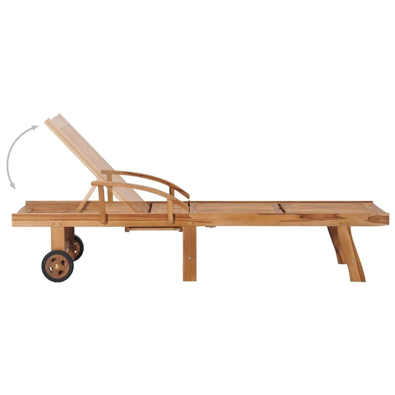 vidaXL Patio Lounge Chair Outdoor Sunbed Sunlounger with Cushion Solid Teak - 76.8 x 23.4 x 13.8