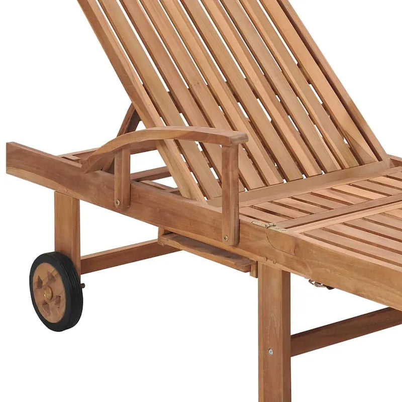 vidaXL Patio Lounge Chair Outdoor Sunbed Sunlounger with Cushion Solid Teak - 76.8 x 23.4 x 13.8